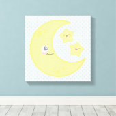 Kawaii Moon en Stars Wrapped Canvas (Insitu (Houten vloer))