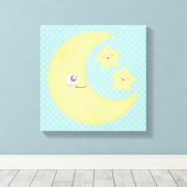 Kawaii Moon en Stars Wrapped Canvas (Insitu (Houten vloer))