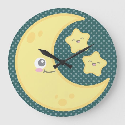 Kawaii Moon et Stars Mur Horloge (Recto)