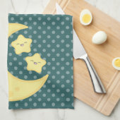 Kawaii Moon et Stars Serviette de cuisine (Quart Plié)