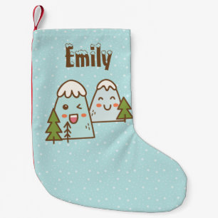 Kawaii Mountains in Snow, gepersonaliseerd Kleine Kerstsok