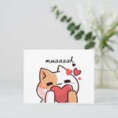 Kawaii muah kiss from cutie cat Carte postale (Debout devant)