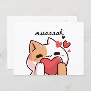 Kawaii muah kus uit het Briefkaart van de kat