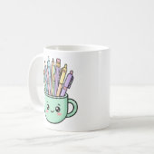 Kawaii Mug de Café Crayons Prof Merci G (Devant gauche)