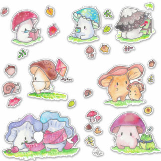 Kawaii Mushroom Friends Sticker assortiment