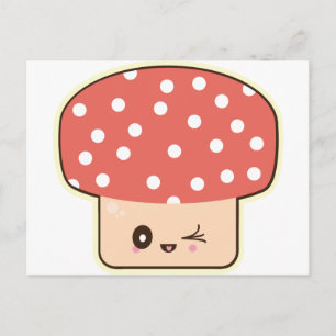 Kawaii Mushroom, schattige broodwollen rode witte  Briefkaart