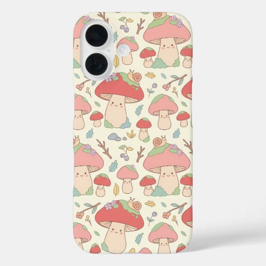 Kawaii Mushroom Snail Pattern Phone Case (Achterkant)
