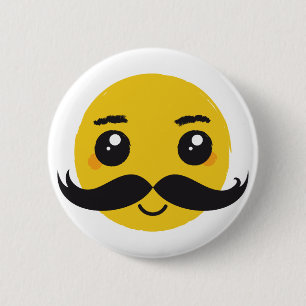 Kawaii Mustache Smiling Ronde Button 5,7 Cm