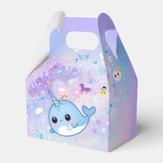 Kawaii narwhal in het dromerige koninkrijk bedankdoosjes