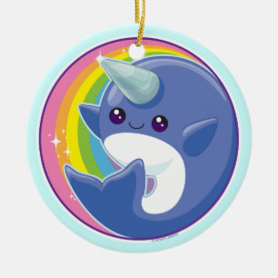 Kawaii Narwhal Keramisch Ornament