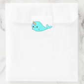 Kawaii Narwhal Vierkante Sticker (Tas)