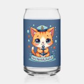 Kawaii Nautical Cat Sailing Anchor Pun Blikvorm Glas (Achterkant)
