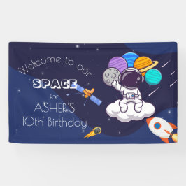 Kawaii navy blue space astronaut theme party spandoek
