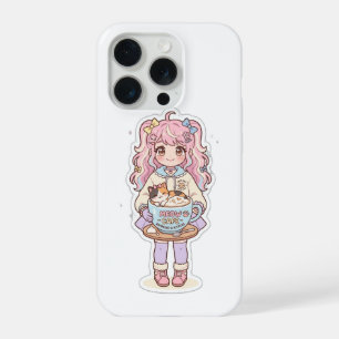 Kawaii Neko Cafe Anime Meisje Chibi iPhone Hoesje iPhone 15 Pro Hoesje