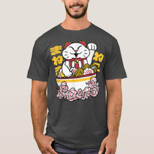 Kawaii Neko Cat Ramen Bowl Anime Otaku Japanse Ca T-shirt