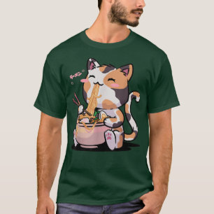 Kawaii Neko Katten Ramen Bowl Anime Otaku Colour C T-shirt