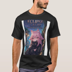 Kawaii Neko Meisje & Zwarte Kat Aesthetic Anime St T-shirt