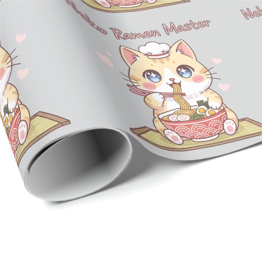 Kawaii Neko Ramen Master Cute Cat Food Chef Cadeaupapier (Rol Hoek)