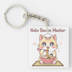 Kawaii Neko Ramen Master Schattige Kat Voedsel Che Sleutelhanger