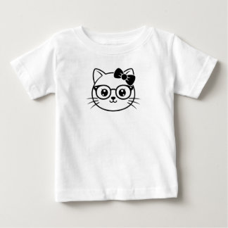 Kawaii nerdachtig kattengezicht met bril en strik 