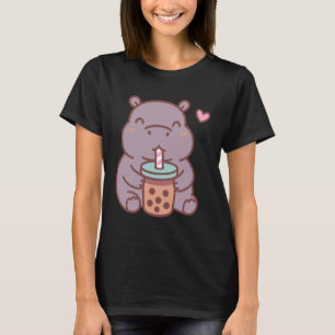 Kawaii Nijlpaard Drinkt Boba Bubble Thee T-shirt