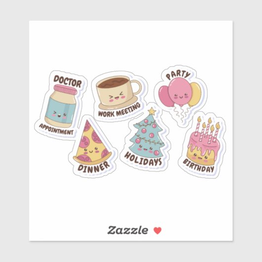 KAWAII OBJETS ET CITATIONS STICKERS SET (Feuille)
