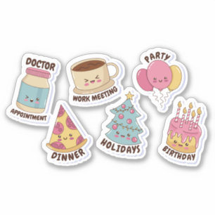 KAWAII OBJETS ET CITATIONS STICKERS SET