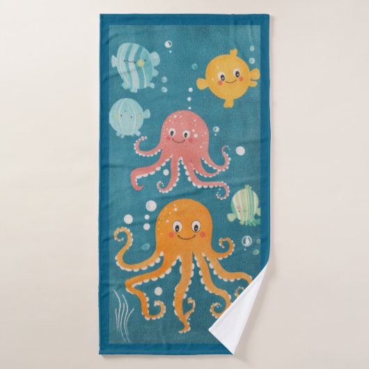 Kawaii Octopus Artwork Beach Serviette (Serviette de bain)