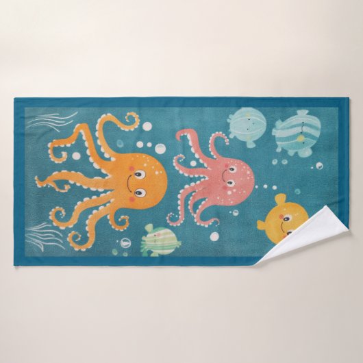 Kawaii Octopus Artwork Beach Serviette (Serviette de bain)
