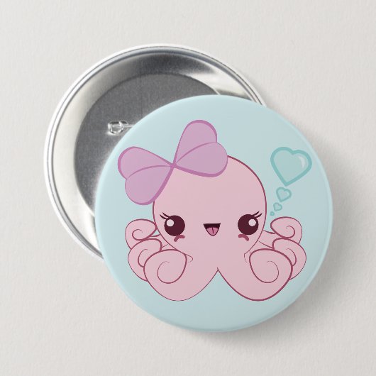 Kawaii Octopus Button (Voorkant /achterkant)