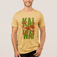 Kawaii Octopus Japanse Stijl - Mosterd Heather T-