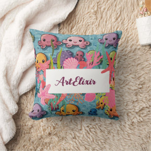 Kawaii Octopus Patroon Print Kussen
