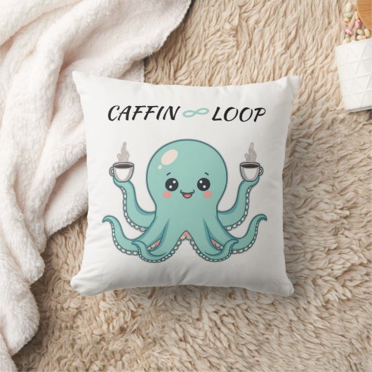 Kawaii Octopus Pillow - Caffin Loop Coffee Vibes Kussen (Deken)