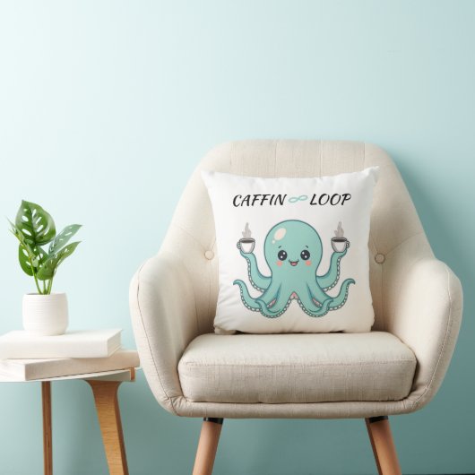 Kawaii Octopus Pillow - Caffin Loop Coffee Vibes Kussen (Stoel)