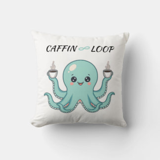 Kawaii Octopus Pillow - Caffin Loop Coffee Vibes Kussen
