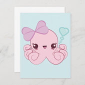 Kawaii Octopus Uitnodigingen (Voorkant / Achterkant)
