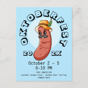 Kawaii Oktoberfest Bratwurst Briefkaart
