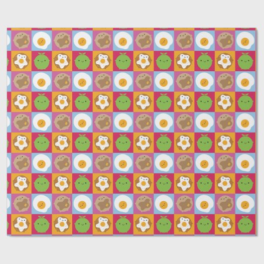 Kawaii Ontbijt Eten Cadeaupapier (Vlak)