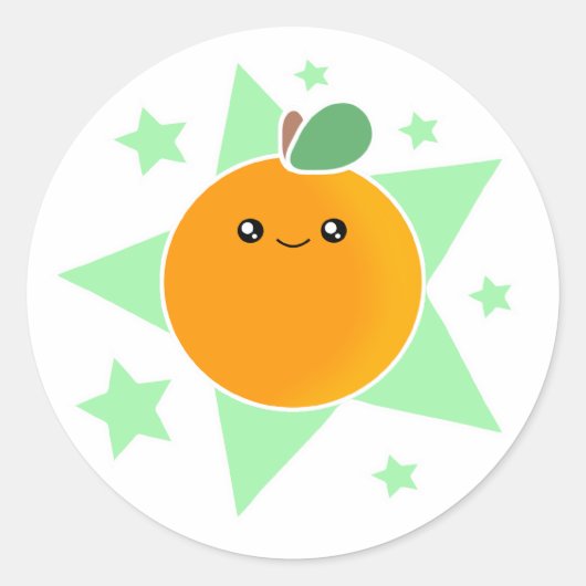 Kawaii Oranje Burst Stickers (Voorkant)