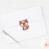 Kawaii Oranje kat Ronde Sticker (Envelop)