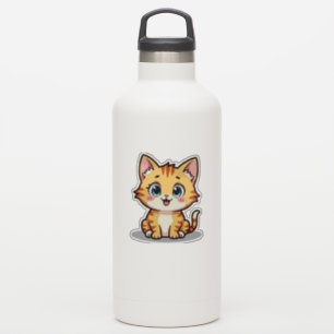 Kawaii Oranje Tabby Kitten met Hartogen Sticker
