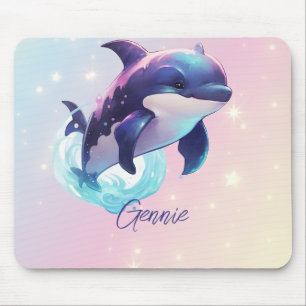 Kawaii Orca Killer Whale gepersonaliseerd blauw & Muismat