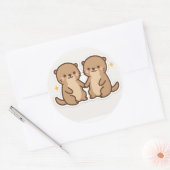 Kawaii Otters Holding Hands Sticker (Envelop)
