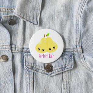 Kawaii Paar Peren Perfect Paar Grappige Woordspeli Ronde Button 7,6 Cm