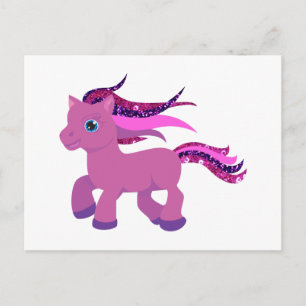 kawaii paars pony briefkaart
