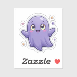 Kawaii Paarse Ghost Vinyl Sticker Schattige Spooky