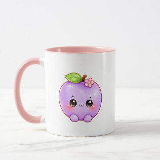 Kawaii Paarse Pruim Mok | Mooie Fruit Koffiekop