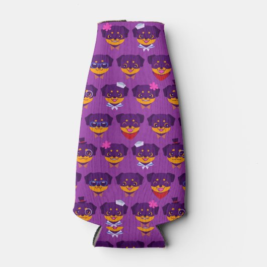 Kawaii Paarse Rottweiler Puppy Pattern Flesjeskoeler (Voorkant)