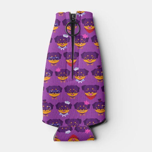 Kawaii Paarse Rottweiler Puppy Pattern Flesjeskoeler (Achterkant)