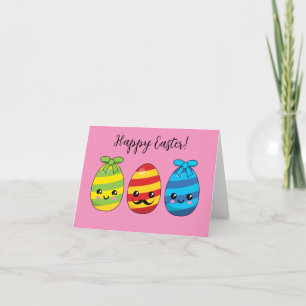 Kawaii Paaseieren met ribbons Tekst toevoegen Bedankkaart